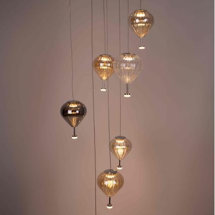 MAXLIGHT P0526D - Dimbare LED hanglamp aan een koord PALLONCINI 11xLED/6W/230V diameter 45 cm doorzichtig/beige/gerookt