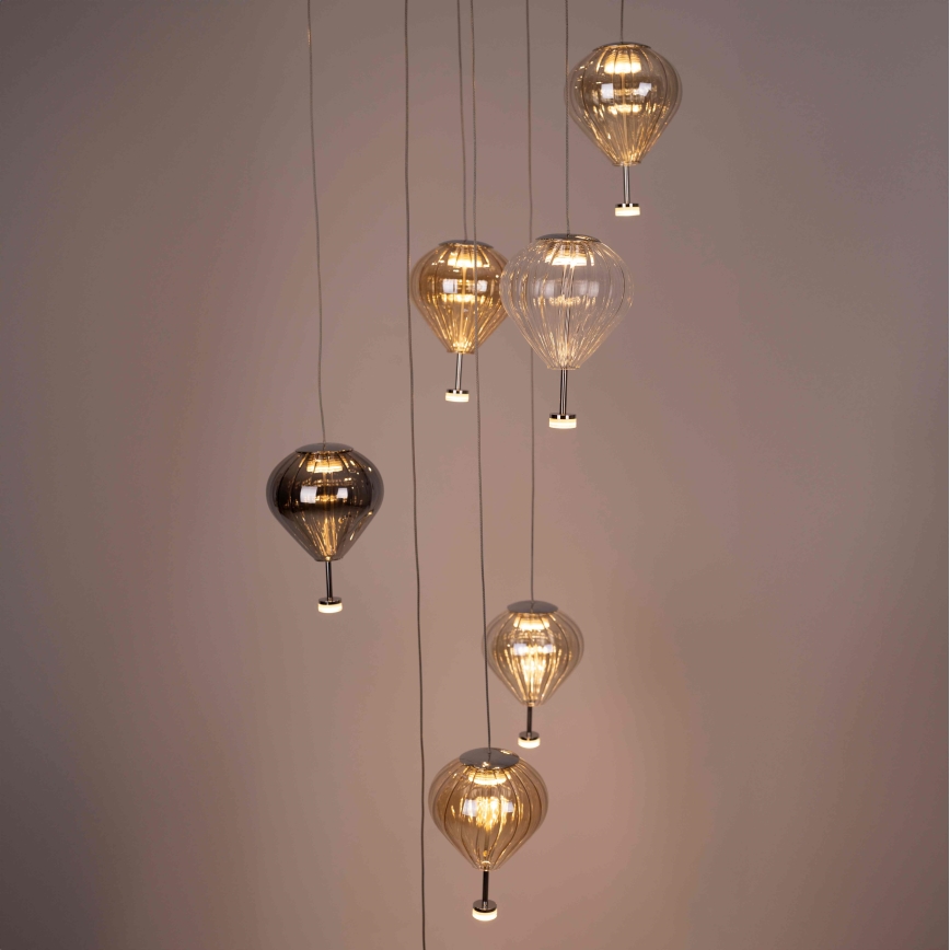 MAXLIGHT P0526D - Dimbare LED hanglamp aan een koord PALLONCINI 11xLED/6W/230V diameter 45 cm doorzichtig/beige/gerookt