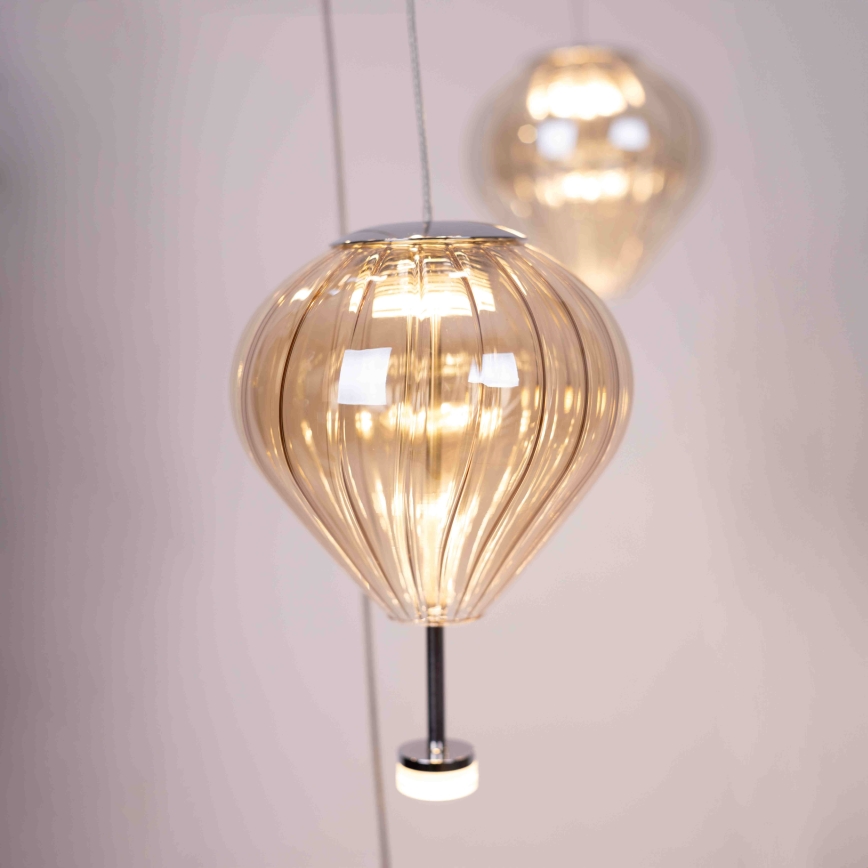 MAXLIGHT P0526D - Dimbare LED hanglamp aan een koord PALLONCINI 11xLED/6W/230V diameter 45 cm doorzichtig/beige/gerookt