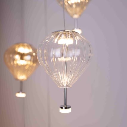 MAXLIGHT P0526D - Dimbare LED hanglamp aan een koord PALLONCINI 11xLED/6W/230V diameter 45 cm doorzichtig/beige/gerookt