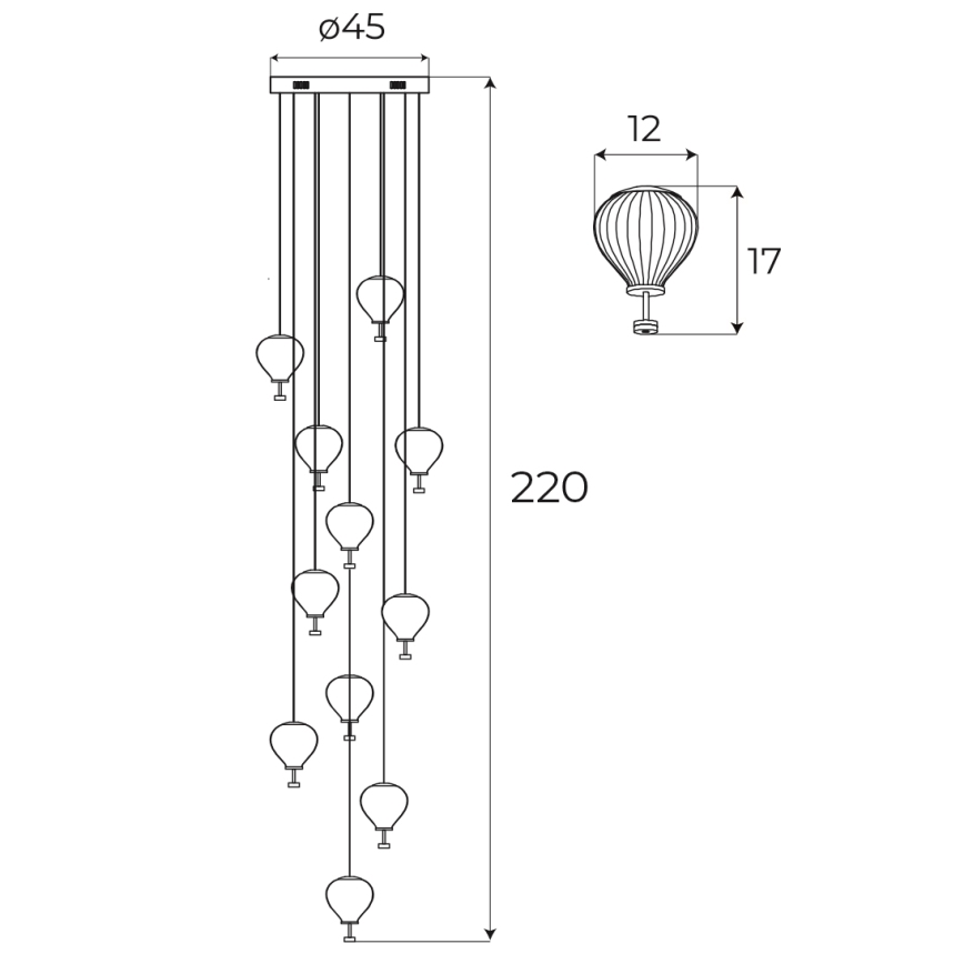 MAXLIGHT P0526D - Dimbare LED hanglamp aan een koord PALLONCINI 11xLED/6W/230V diameter 45 cm doorzichtig/beige/gerookt