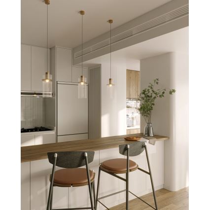 MAXLIGHT P0531 - LED Hanglamp aan een koord SIGNATURE LED/8W/230V diameter 15 cm messing/doorzichtig
