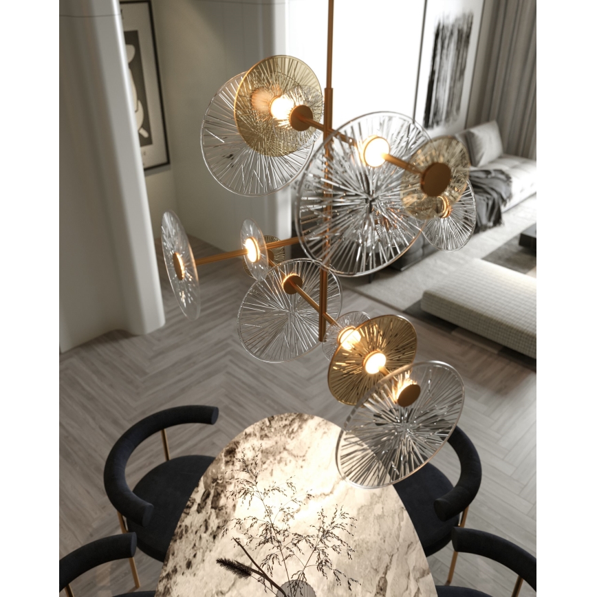 MAXLIGHT P0541 - LED Hanglamp met vaste pendel ALLURE 14xLED/5W/230V diameter 60 cm goud