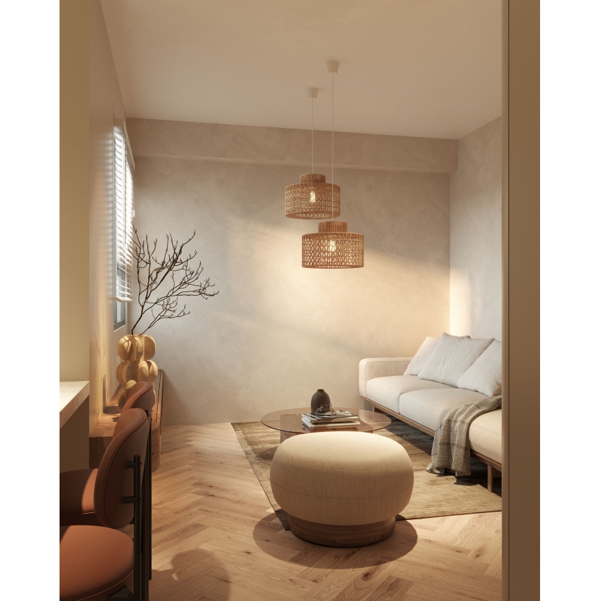 MAXLIGHT P0587 - Hanglamp aan een koord RAFFLE 1xE27/15W/230V diameter 40 cm bruin