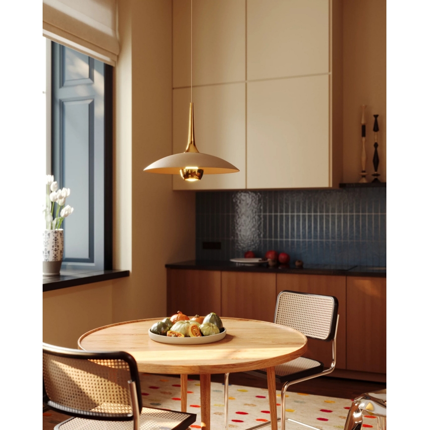 MAXLIGHT P0674 - LED-hanglamp aan kabel MANUKA LED/12W/230V Ø 28 cm goud/beige