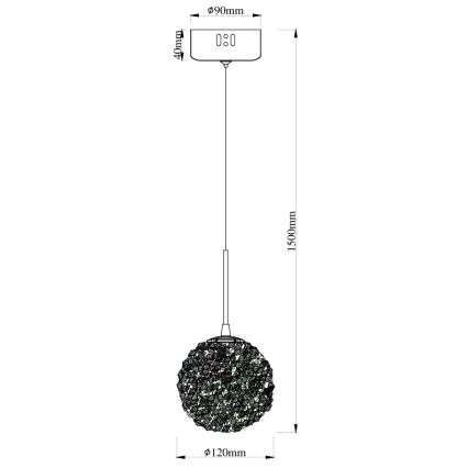 MAXLIGHT P0679 - Hanglamp aan snoer RITA 1xG9/5W/230V Ø 12 cm goudkleurig