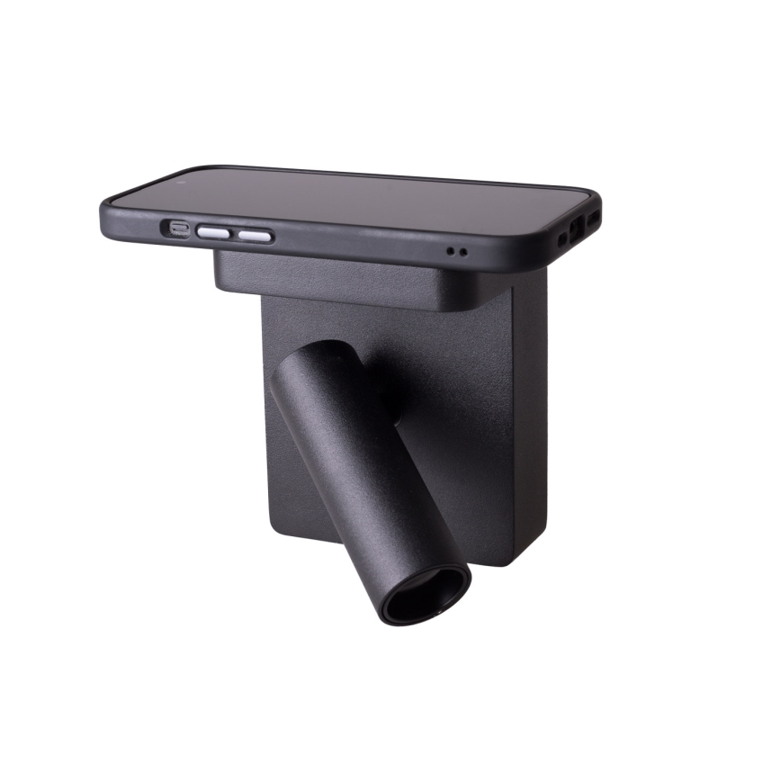 MAXLIGHT W0374 - LED Wandspot met draadloos opladen LOFER LED/7W/230V zwart
