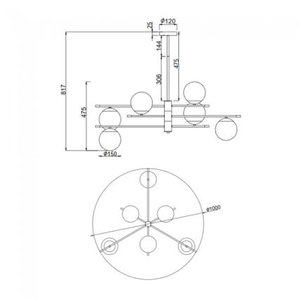 Maytoni MOD048PL-06G - Hanglamp met vaste pendel NOSTALGIA 6xE14/40W/230V
