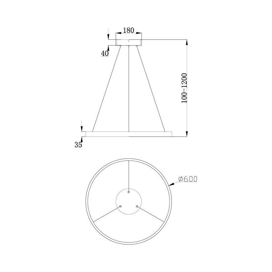 Maytoni MOD058PL-L32B3K - LED Hanglamp aan een koord RIM LED/37W/230V 3000K diameter 60 cm zwart