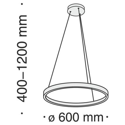 MOD058PL-L32B4K - LED Hanglamp aan een koord RIM LED/37W/230V 4000K diameter 60 cm zwart