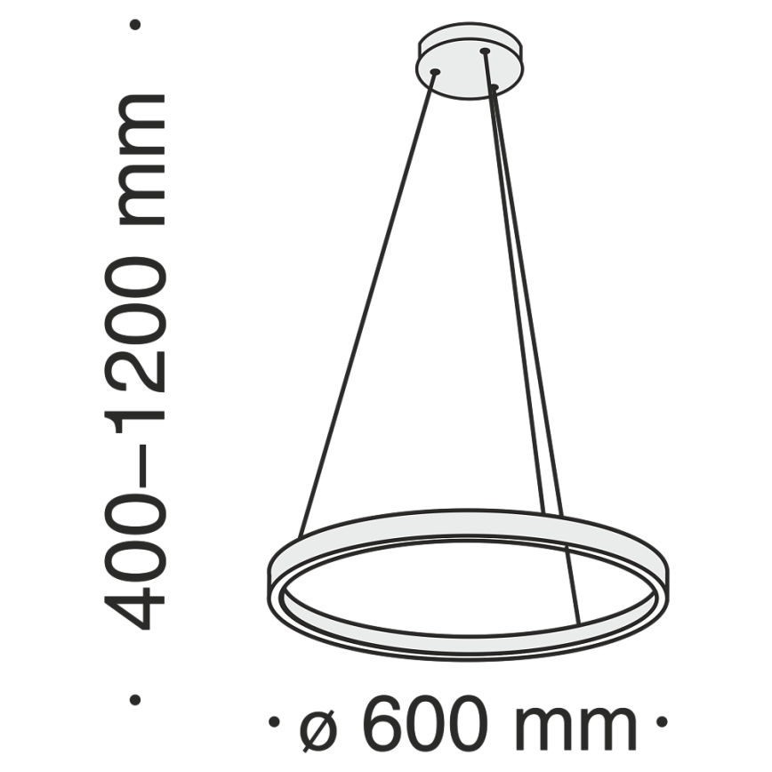 MOD058PL-L32B4K - LED Hanglamp aan een koord RIM LED/37W/230V 4000K diameter 60 cm zwart
