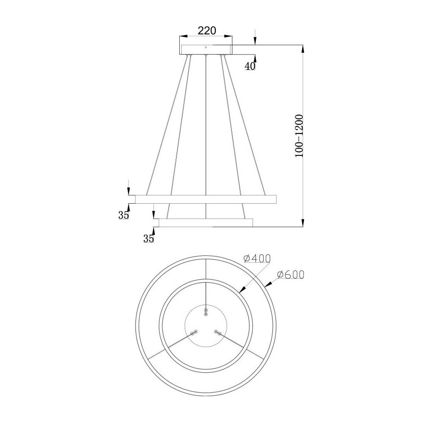 Maytoni MOD058PL-L55B3K - LED Hanglamp aan een koord RIM LED/61W/230V 3000K diameter 60 cm zwart