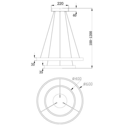 Maytoni MOD058PL-L55BS3K - LED Hanglamp aan een koord RIM LED/61W/230V 3000K diameter 60 cm goud