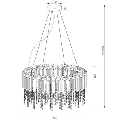 Maytoni MOD097PL-08CH - Hanglamp aan een koord HAIL 8xE14/40W/230V diameter 60,5 cm glanzend chroom