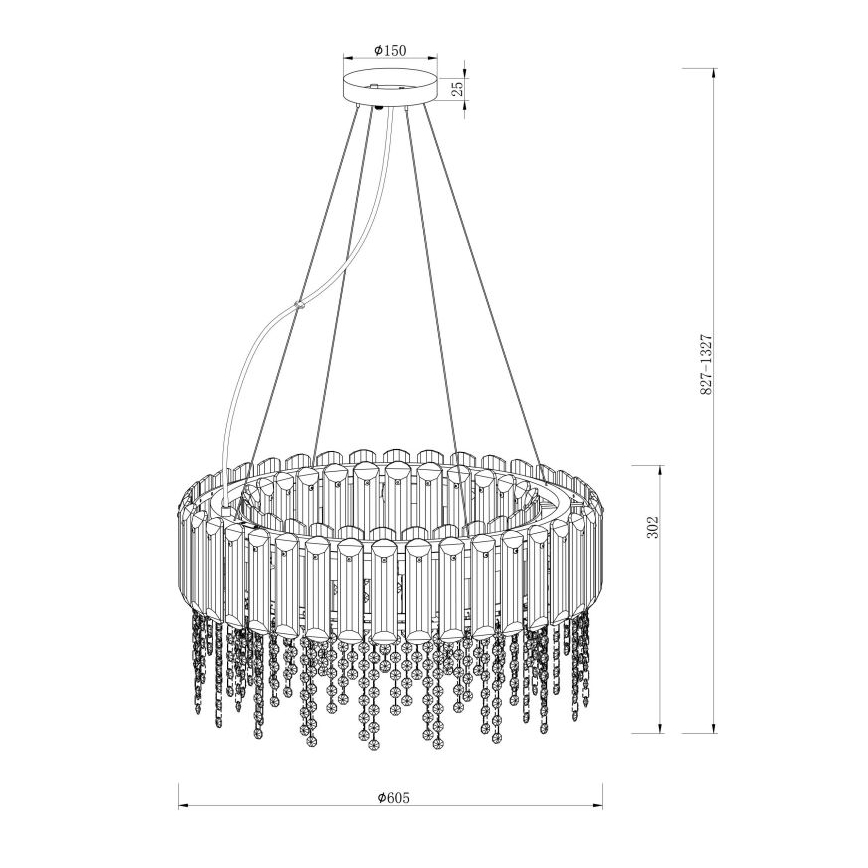 Maytoni MOD097PL-08CH - Hanglamp aan een koord HAIL 8xE14/40W/230V diameter 60,5 cm glanzend chroom