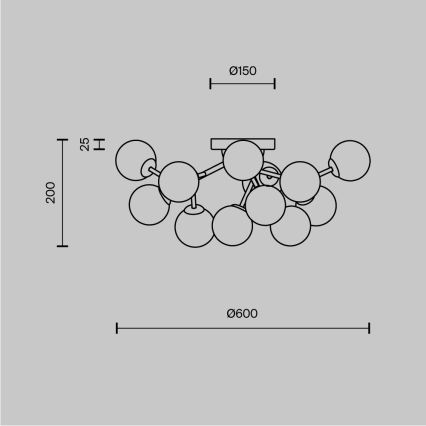 Maytoni MOD545CL-12B - Plafondlamp DALLAS 12xG9/28W/230V zwart/gerookt
