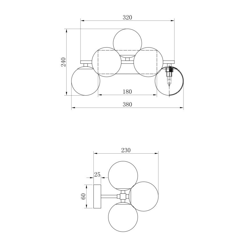 Maytoni MOD547WL-05B - Wandlamp DALLAS 5xG9/28W/230V zwart