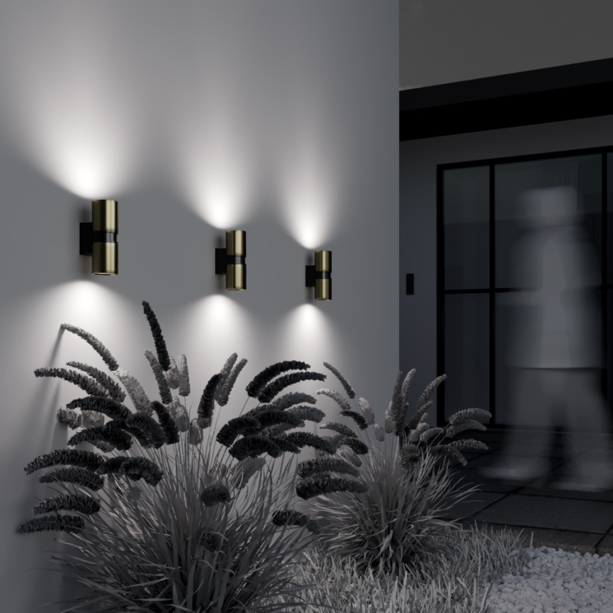Maytoni O582WL-02BS - Wandlamp voor buiten BOWERY 2xGU10/50W/230V IP54 messing
