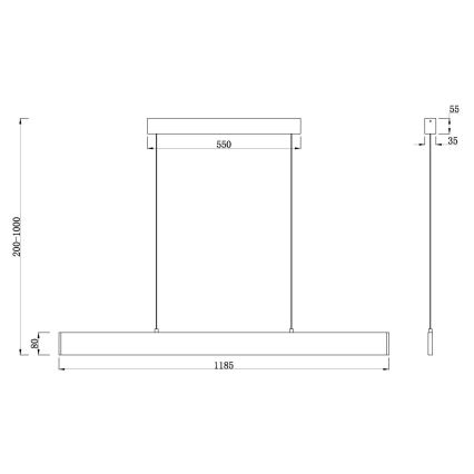 Maytoni P010PL-L30W4K - LED Hanglamp aan een koord STEP LED/30W/230V 4000K 118,5 cm wit