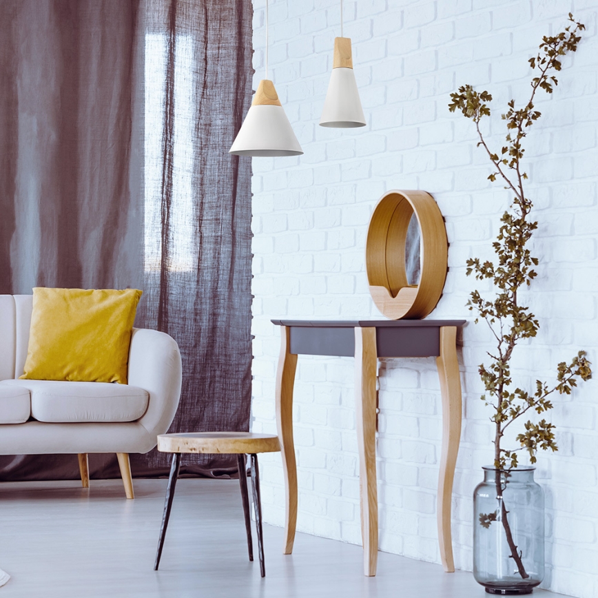 Maytoni P359-PL-01-W - Hanglamp aan een koord BICONES 1xE27/60W/230V diameter 22 cm wit/beige