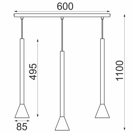MAZZO hanglamp aan kabel 3xGU10/8W/230V zwart