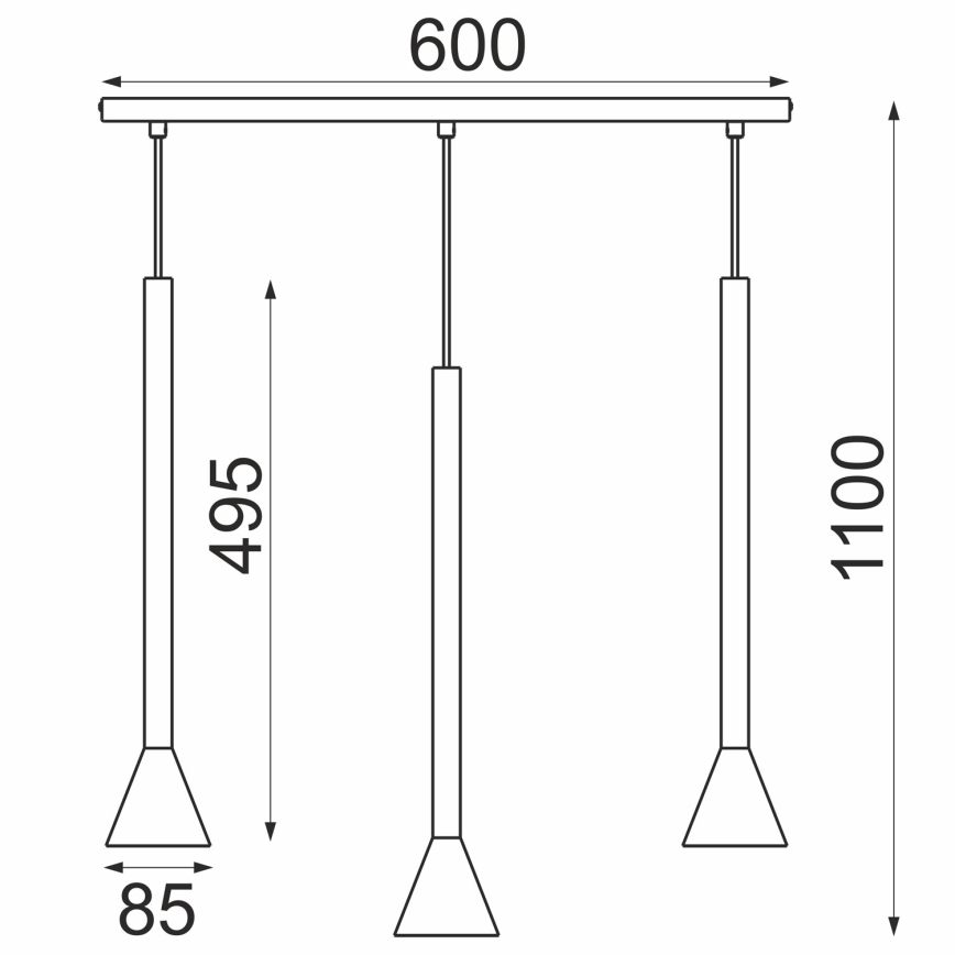MAZZO hanglamp aan kabel 3xGU10/8W/230V zwart