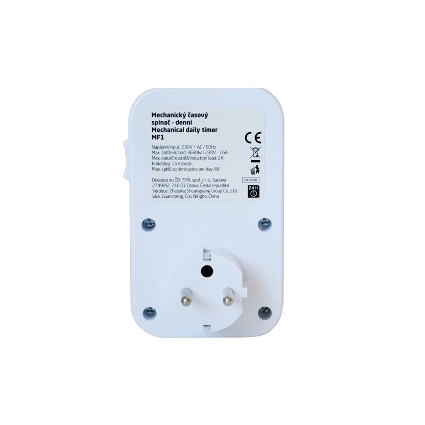 Mechanische tijdschakelaar dagelijks 16A/230V