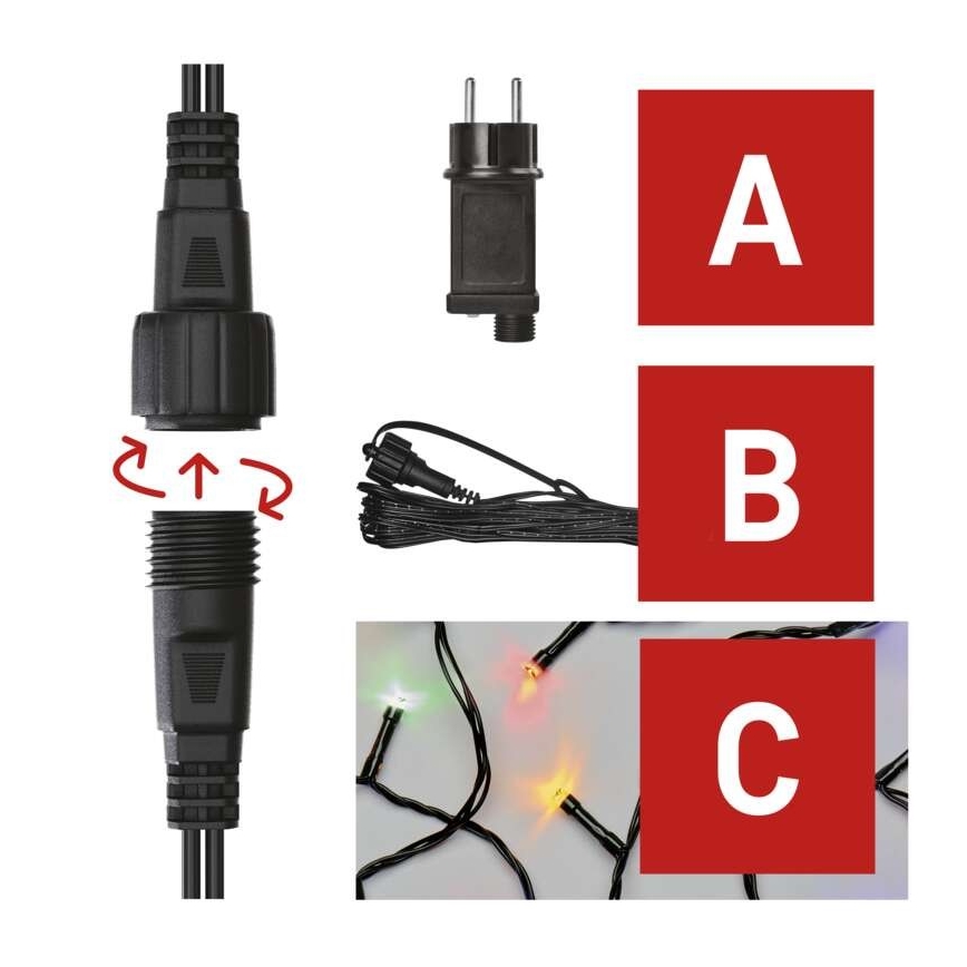 Meerdere kleuren LED Kerst buitenketting 100x LED / 15m IP44