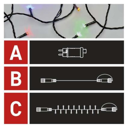 Meerdere kleuren LED Kerst buitenketting 100x LED / 15m IP44