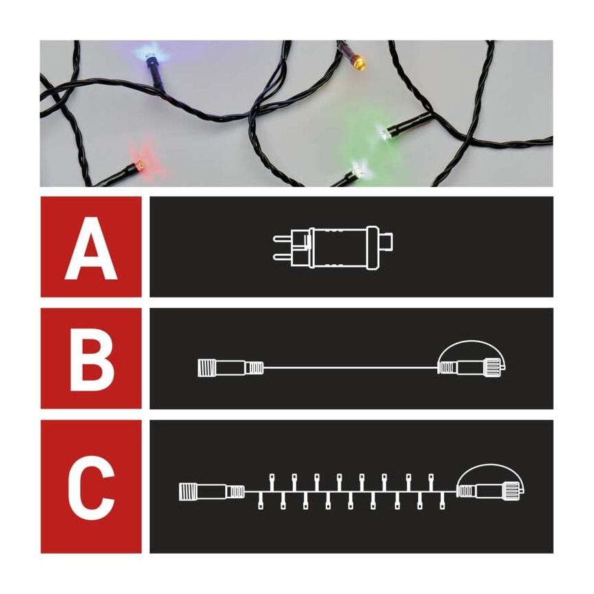 Meerdere kleuren LED Kerst buitenketting 100x LED / 15m IP44