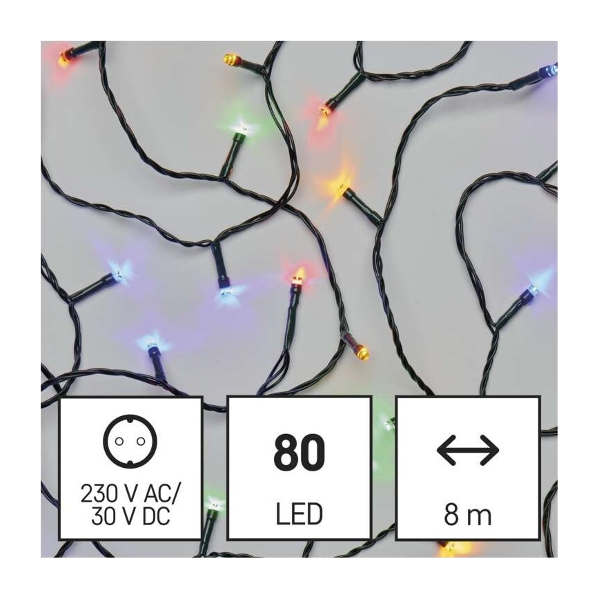 Meerdere Kleuren LED Kerst buitenketting 80x LED / 13m IP44