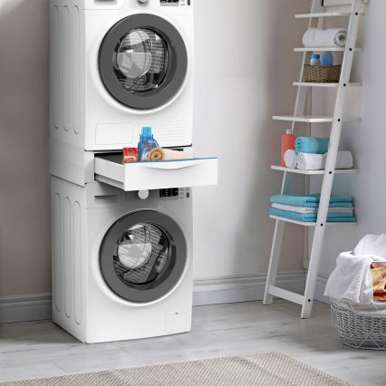 Meliconi 656112 - Tussenstuk voor wasmachine en droger met uittrekbare opberglade 28 l, wit