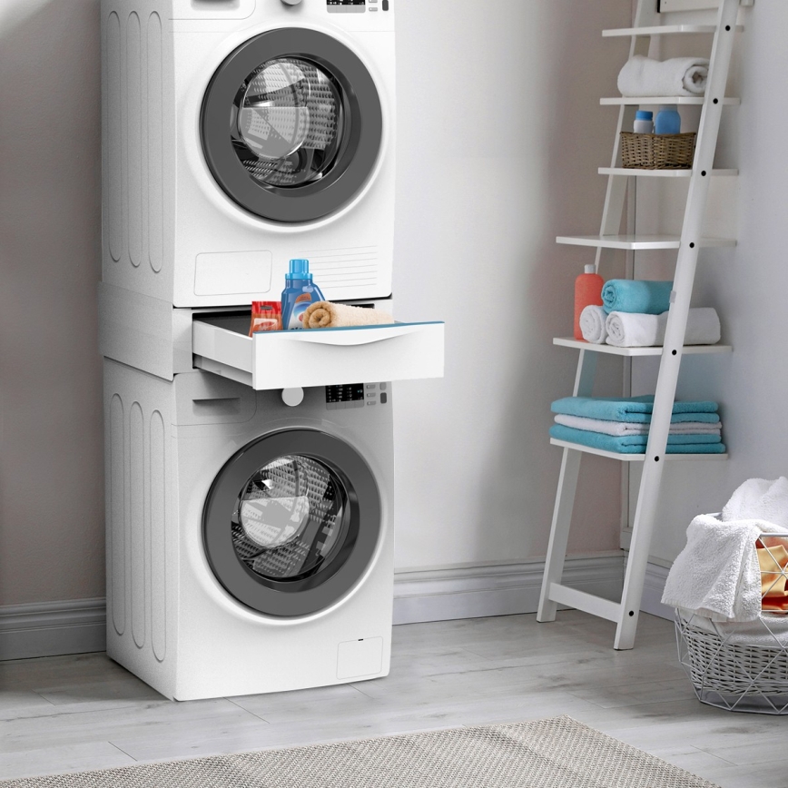 Meliconi 656112 - Tussenstuk voor wasmachine en droger met uittrekbare opberglade 28 l, wit