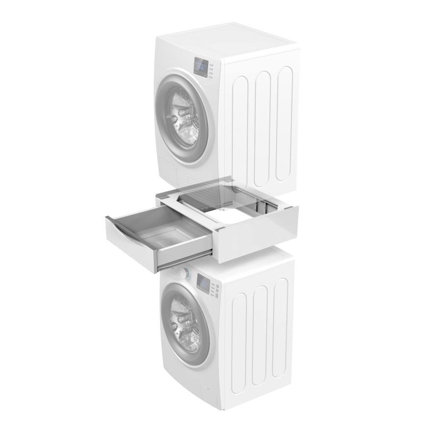 Meliconi 656112 - Tussenstuk voor wasmachine en droger met uittrekbare opberglade 28 l, wit