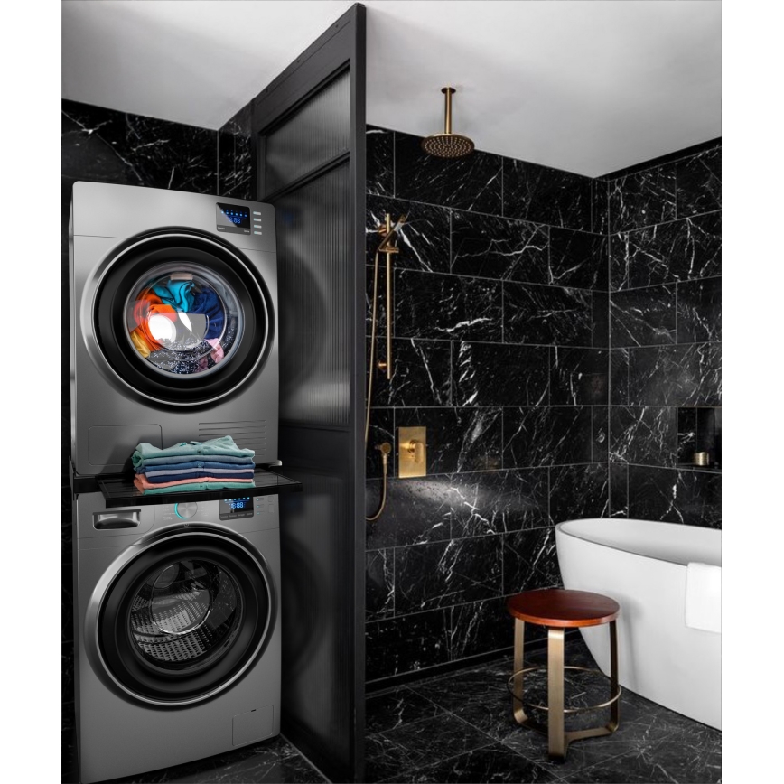 Meliconi 656136 - Tussenstuk voor wasmachine en droger met uittrekbare lade 60 cm zwart