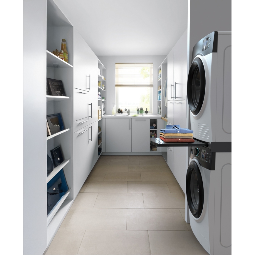 Meliconi 656136 - Tussenstuk voor wasmachine en droger met uittrekbare lade 60 cm zwart