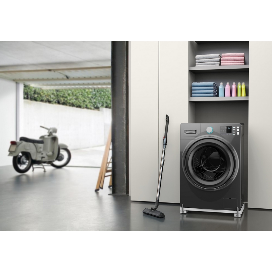 Meliconi 656149 - Anti-trillingsmat voor wasmachine met uitschuifbare wieltjes, 47 cm, wit