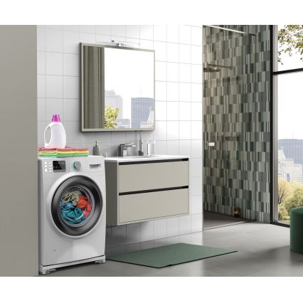 Meliconi 656149 - Anti-trillingsmat voor wasmachine met uitschuifbare wieltjes, 47 cm, wit