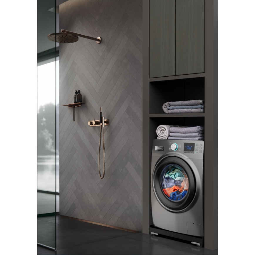 Meliconi 656168 - Anti-trillingsmat voor wasmachine met uitschuifbare wieltjes, 47 cm, zwart