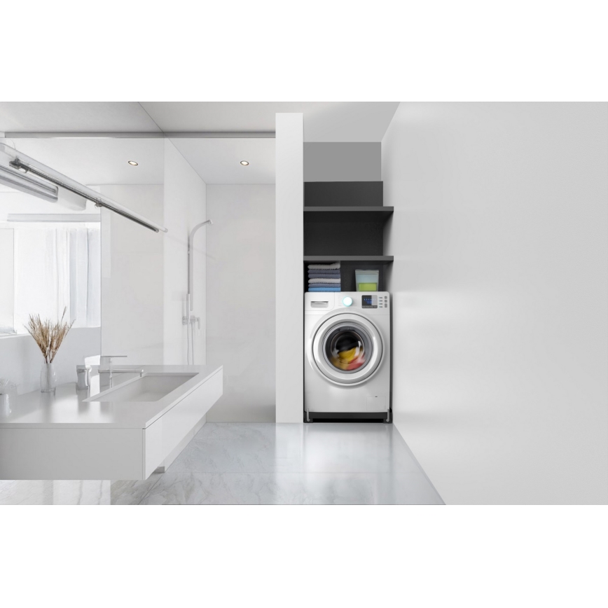 Meliconi 656168 - Anti-trillingsmat voor wasmachine met uitschuifbare wieltjes, 47 cm, zwart