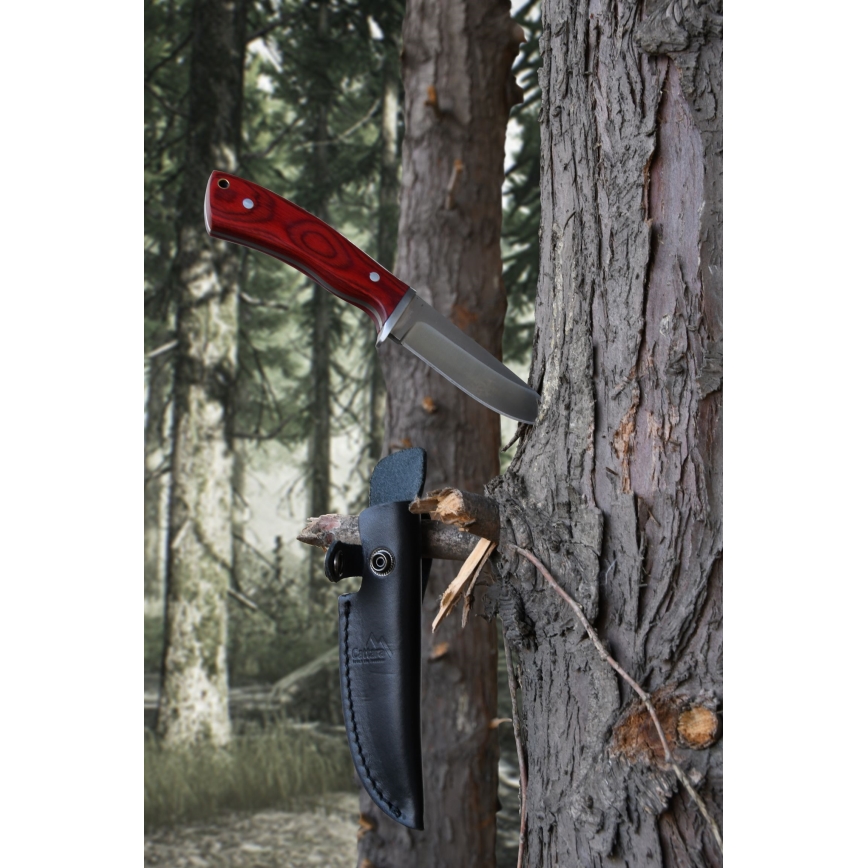 Mes met leren schede 21 cm