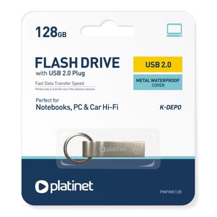Metaal waterdicht Flash Disk USB 128GB mat chroom