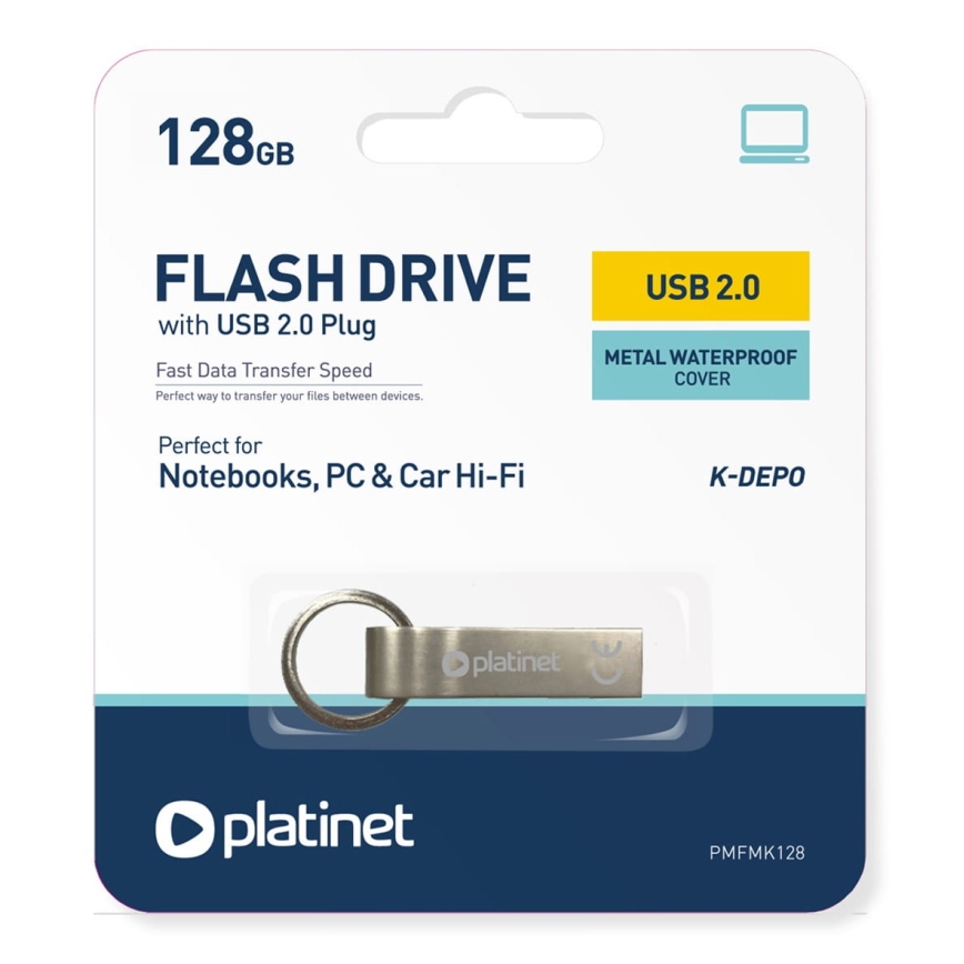 Metaal waterdicht Flash Disk USB 128GB mat chroom