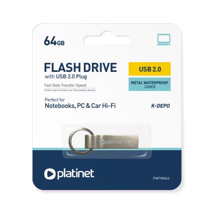Metaal waterdicht Flash Disk USB 64GB mat chroom