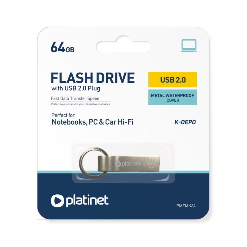 Metaal waterdicht Flash Disk USB 64GB mat chroom