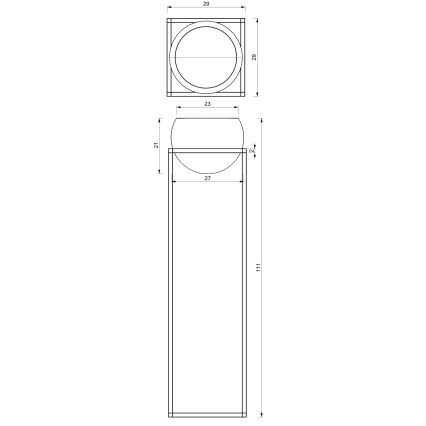 Metalen bloempot 111,3x29 cm zwart