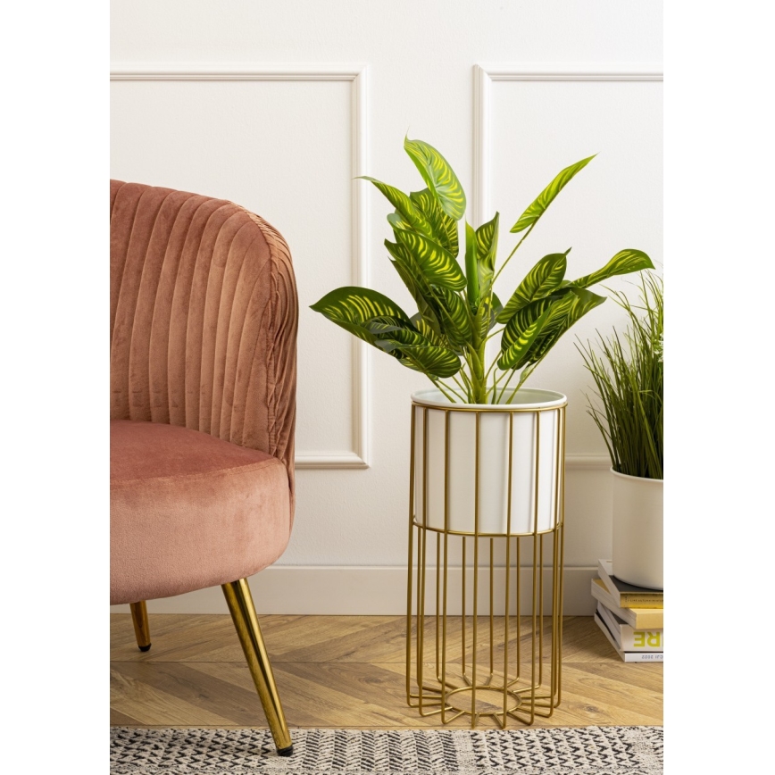 Metalen bloempot LOFT 42x20 cm goud/wit