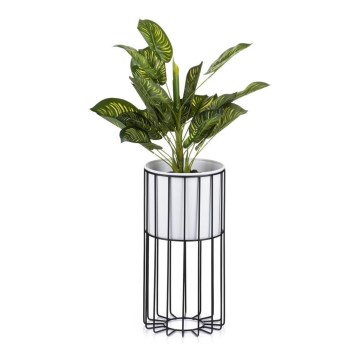 Metalen bloempot LOFT 42x20 cm zwart/wit