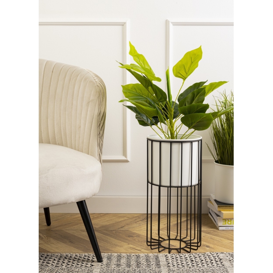 Metalen bloempot LOFT 42x20 cm zwart/wit