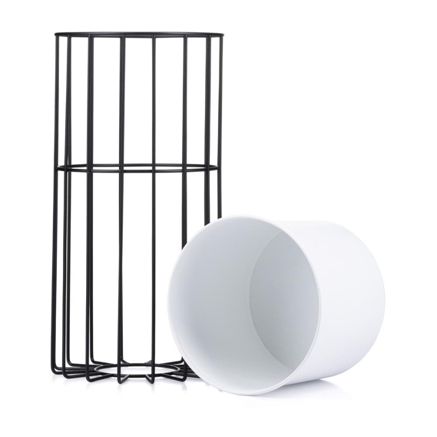 Metalen bloempot LOFT 42x20 cm zwart/wit